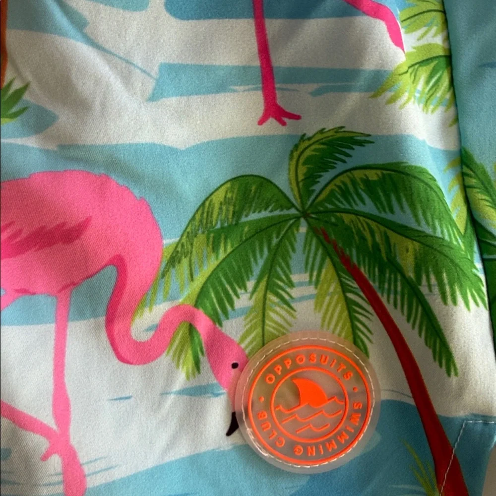 Opposuits flamingo print swim trunks size medium